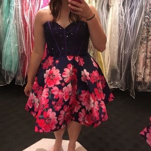 Purple and Pink Floral Homecoming Dress